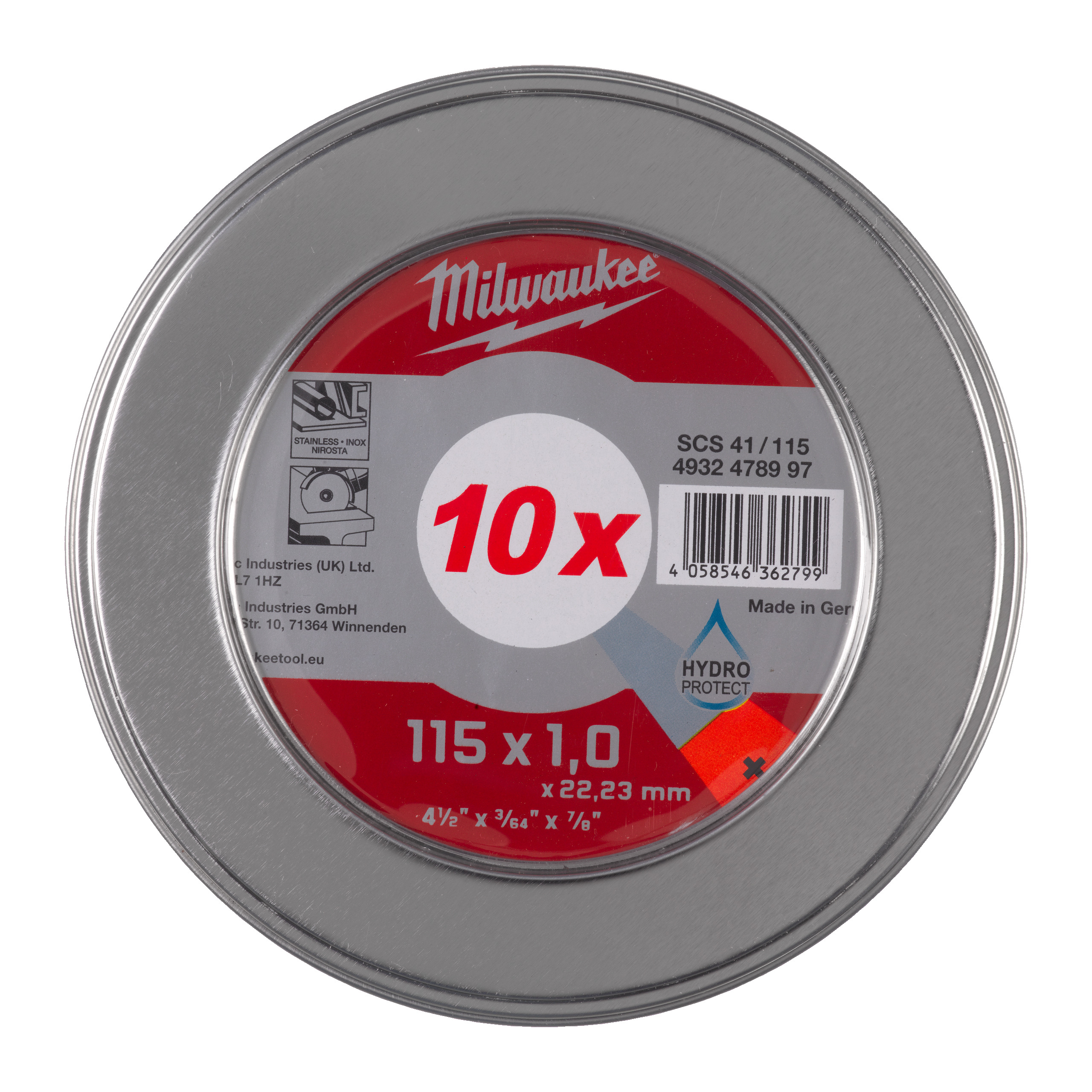 Milwaukee Metalltrennsch. 115x1 mm PRO+ 10er M.Box