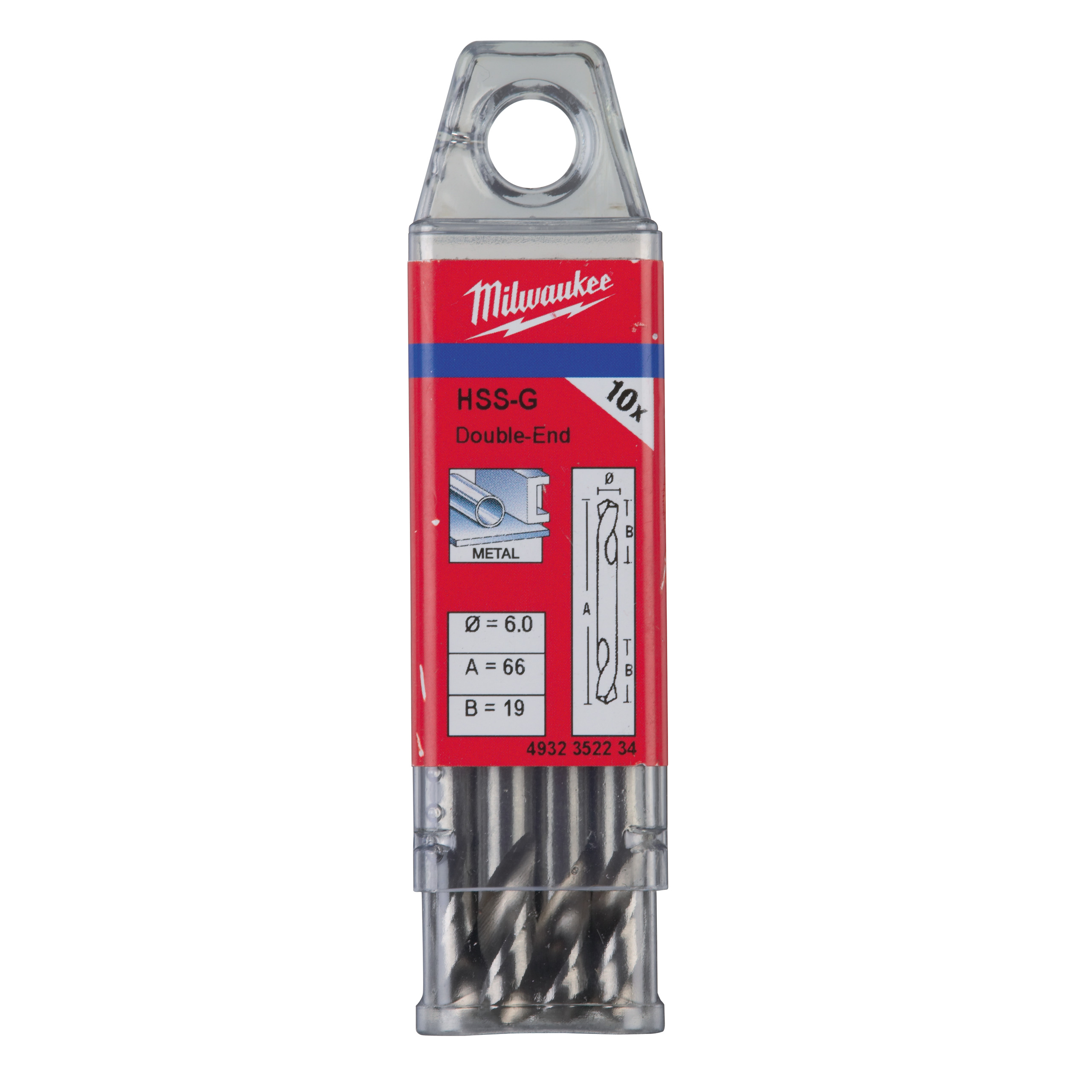 Milwaukee Metallbohrer Hss-G Doppel 6.0X66Mm (10)