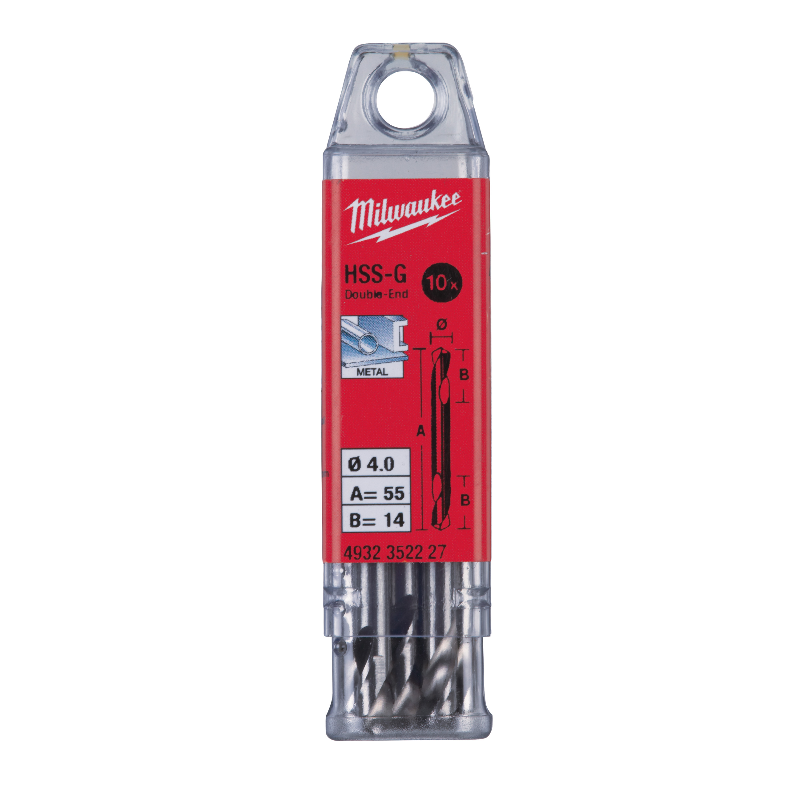 Milwaukee Metallbohrer Hss-G Doppel 4.0X55Mm (10)