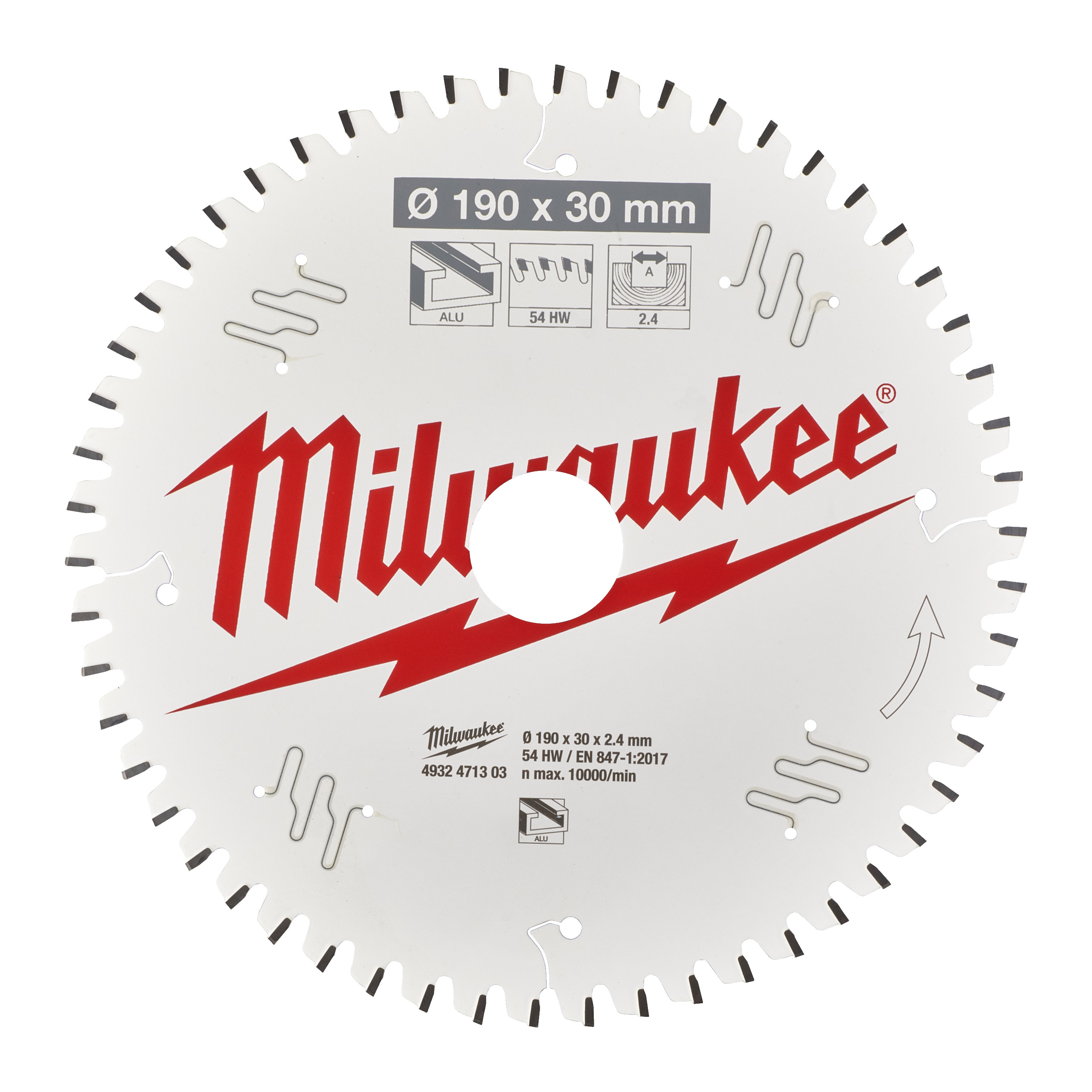 Milwaukee Kreissägeblatt 190/30Mm 54Z Holz+Alu