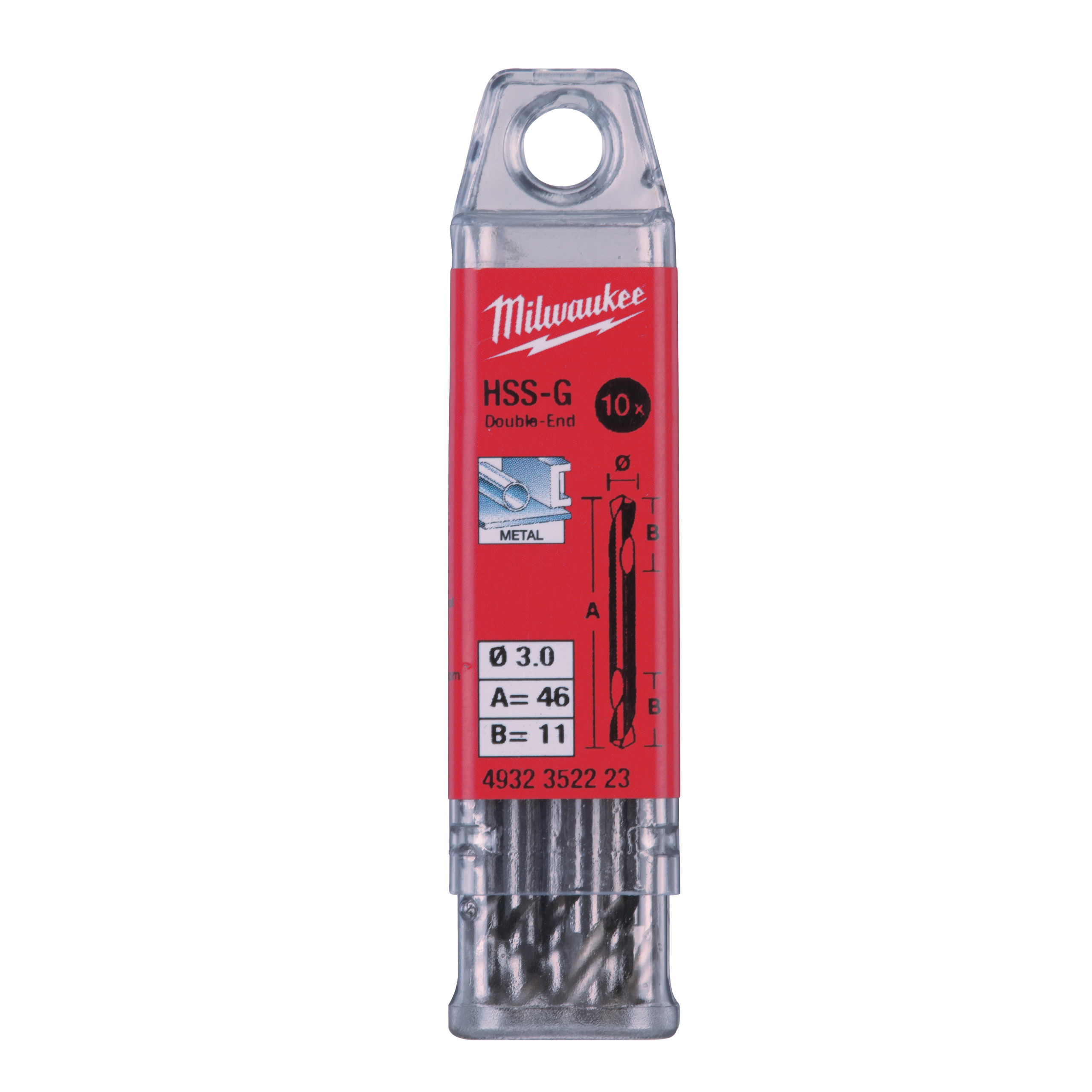 Milwaukee Metallbohrer Hss-G Doppel 3.0X46Mm (10)