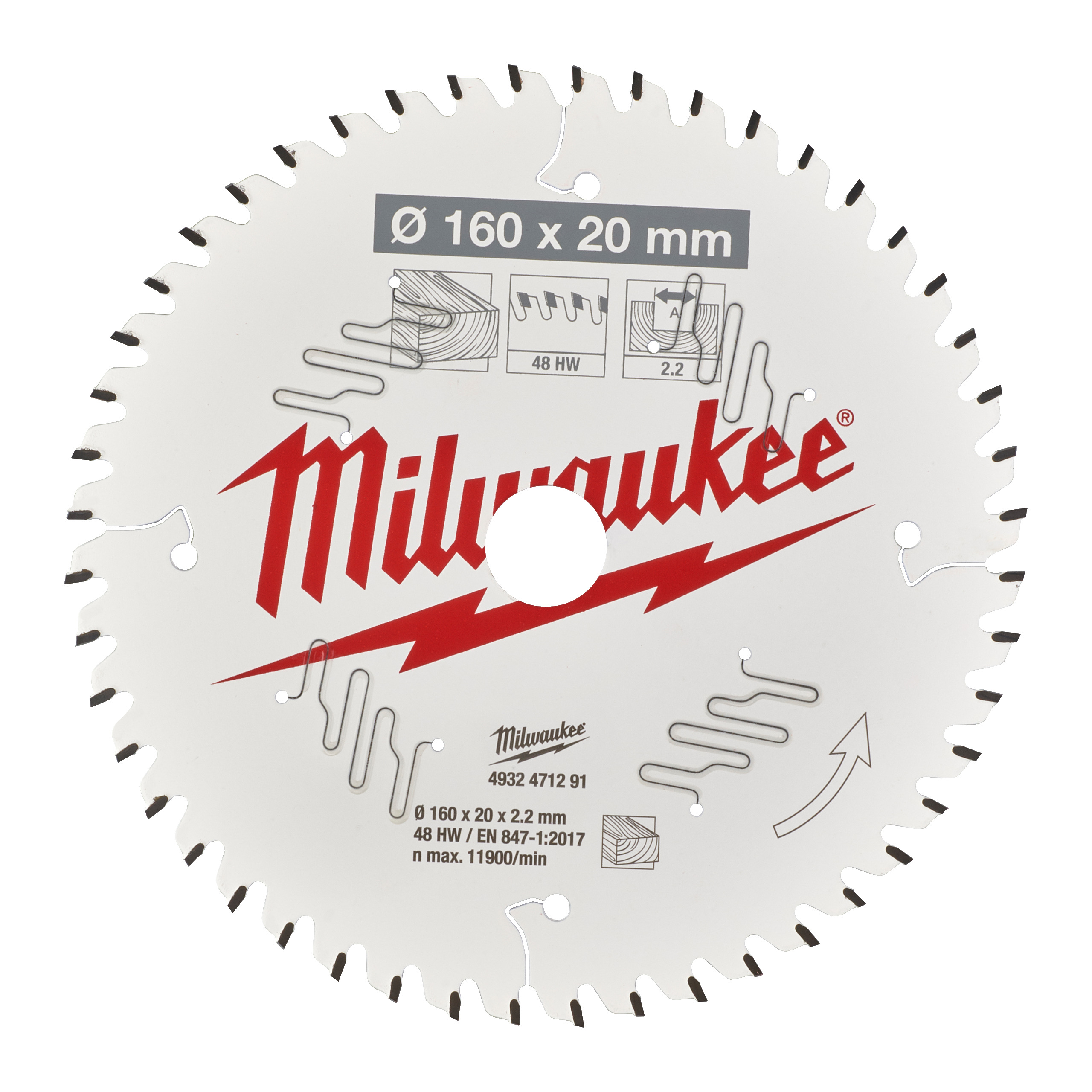 Milwaukee 120Issägeblatt Holz 160/20Mm 48Z Holz