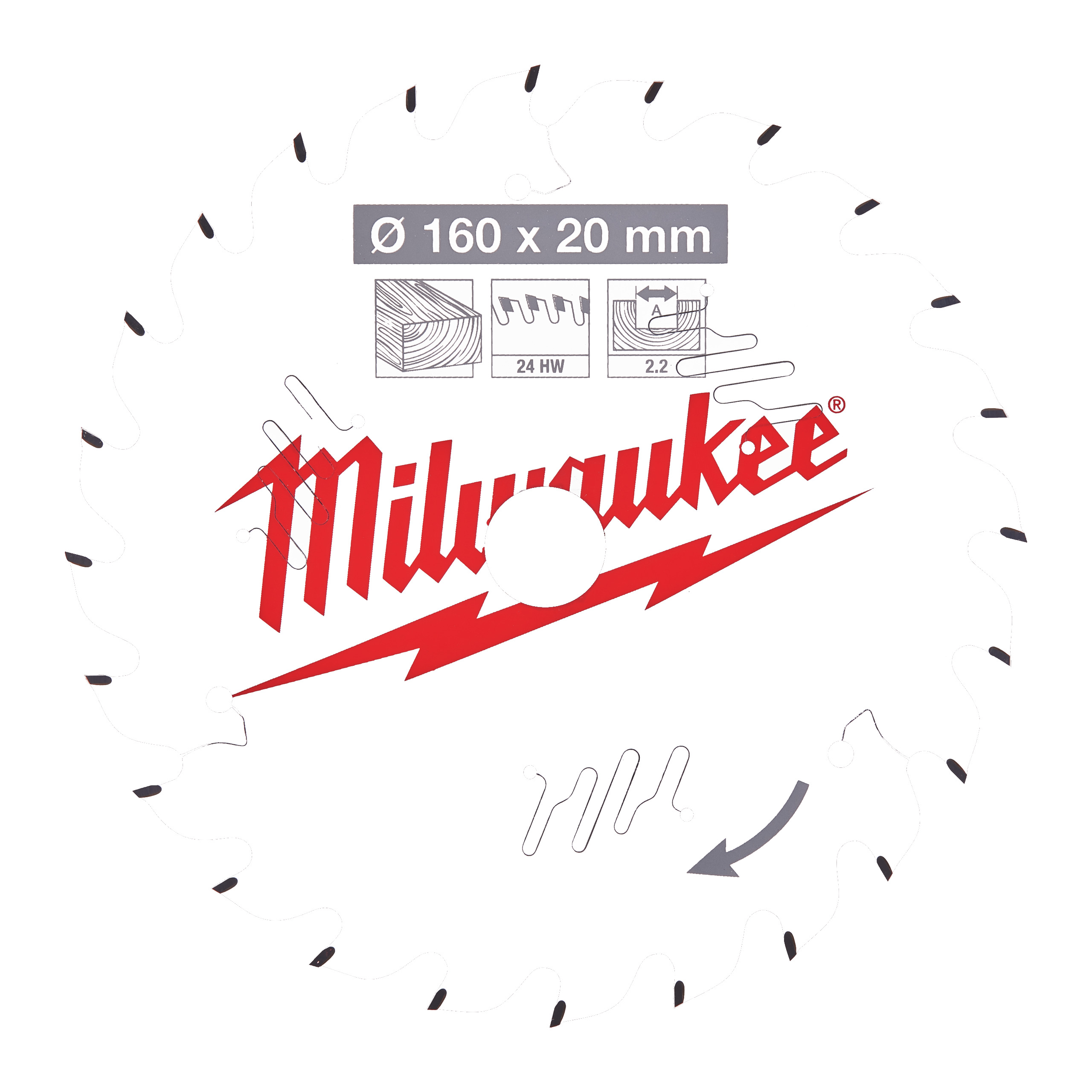 Milwaukee Kreissägeblatt 160/20Mm Z24 Holz