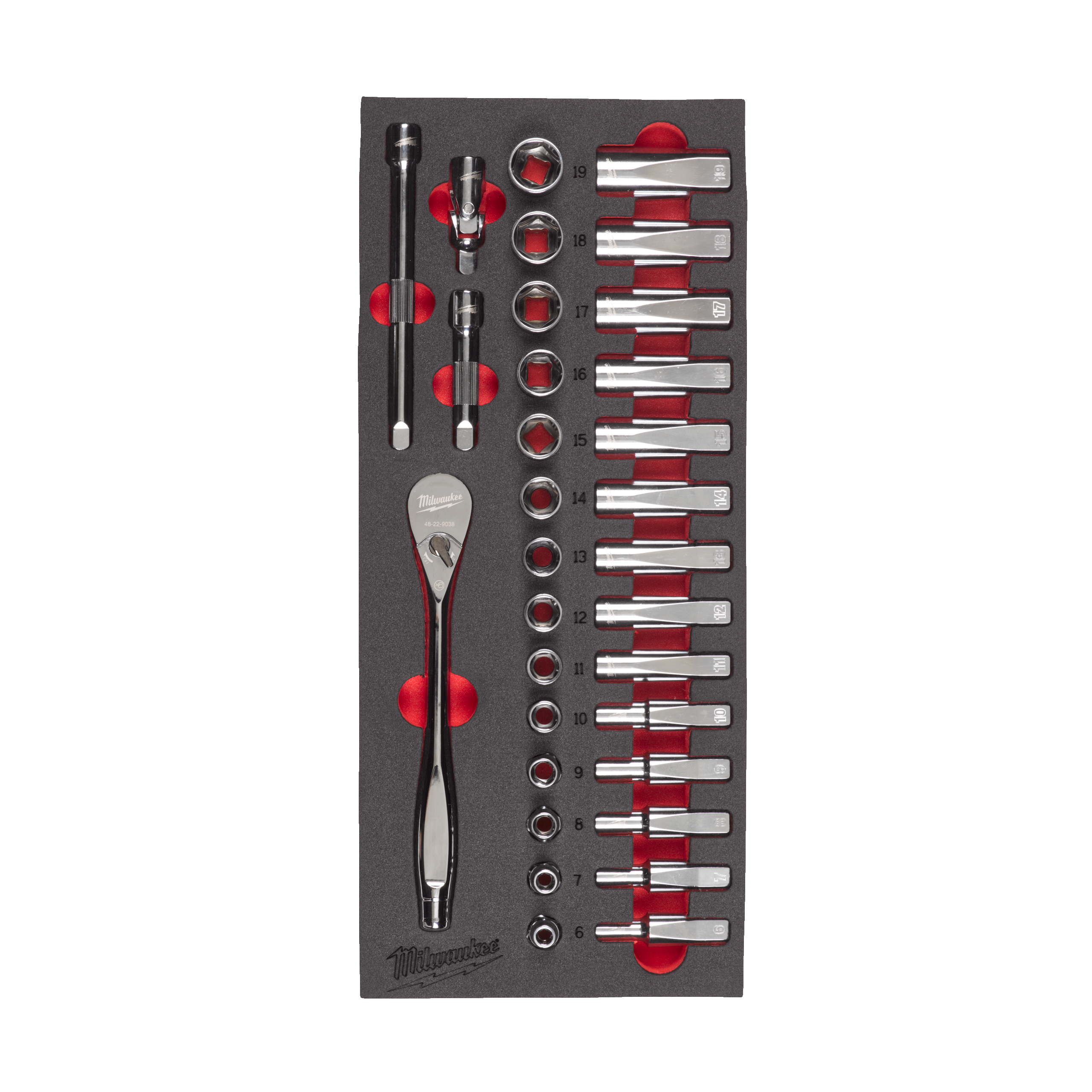 Milwaukee 3/8" Ratschen+Nüsse Einlage 32-tlg.